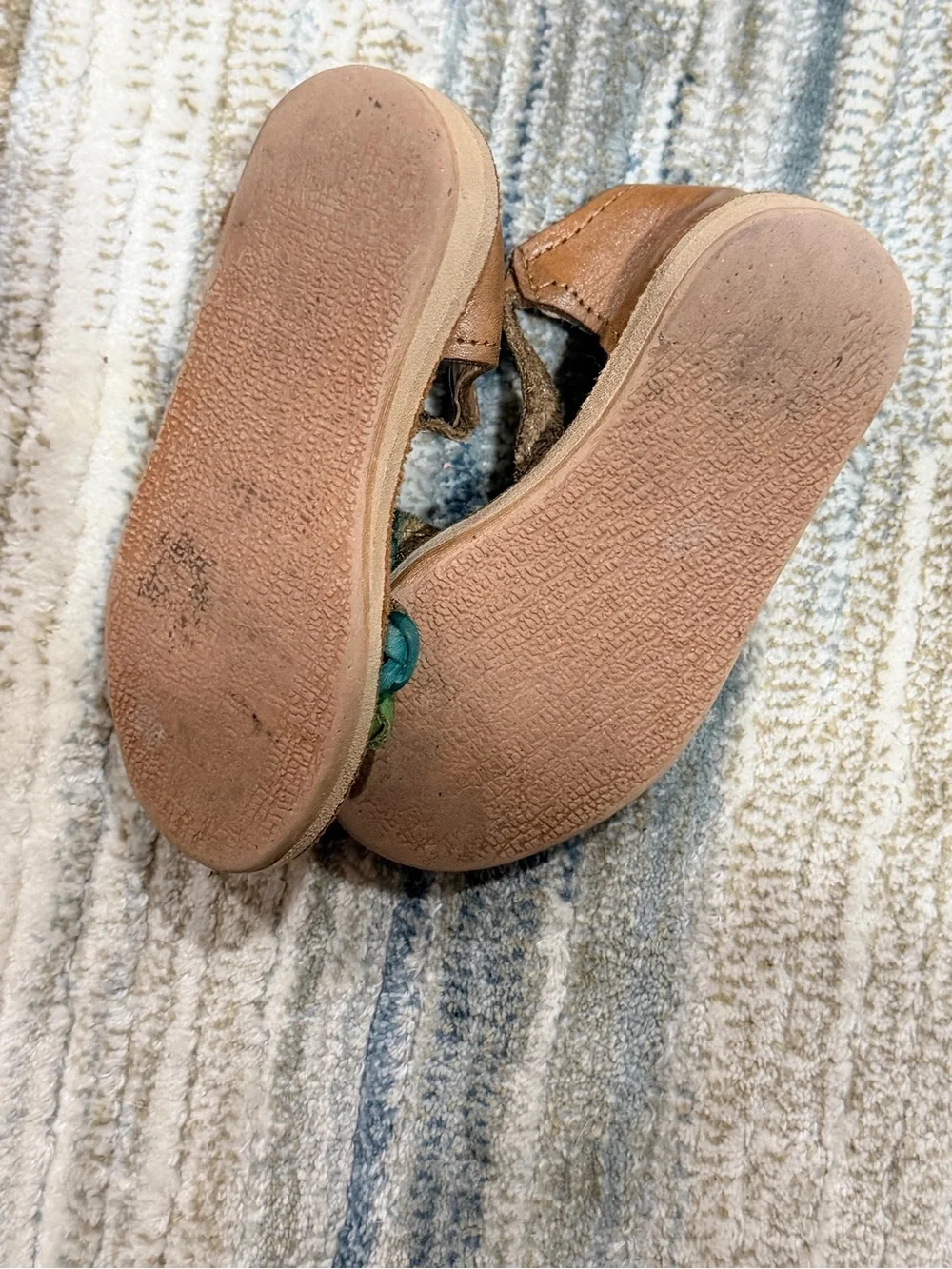 Girls Brown Embroidered Character Leather Sandals